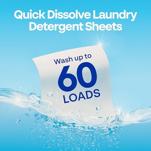 Earth Breeze Laundry Detergent Sheets Fresh Scent - 60 Loads Eco Liquidless Soap - Travel-Friendly for Hot & Cold Cycles, Tackles Tough Stains & Odors - Gentle on Skin, 30 Ct - 2