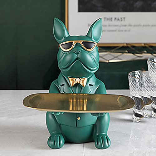 Sculptures Home Decor Resin Cool Dog Sculpture Bulldog Decorative Figurine Storage Tray Coin Bank Entrance Key Snack Holder Modern Art Statue Home 192023.5Cm C #TOP2