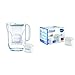 BRITA, Carafe Filtrante, Style, 2.4L, 1 Cartouche Filtrante MAXTRA+ Incluse - Bleu + Cartouche Filtrante pour Carafe, MAXTRA+ Haute Performance (Nouvelle Formule) - Pack 4