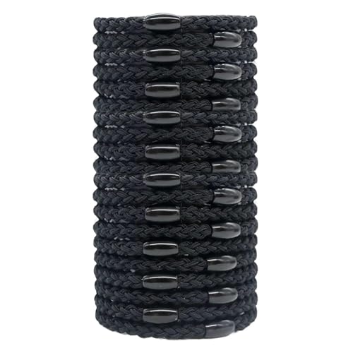 20 Piezas Lazos Para El Cabello Trenzados Negros, Cuerdas Elásticas Para El Cabello, Lazos Para El Cabello De Cola De Caballo, Herramientas De Fijación Del Cabello