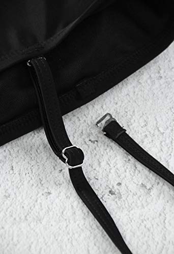 Pink Queen Women's Removable Strap Pad High Waist Bikini Set Swimsuit Black S #TOP3