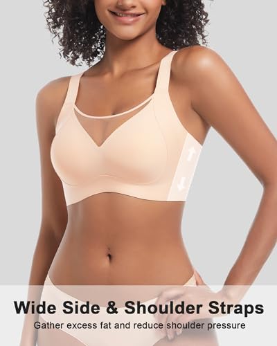 Plunge V Mesh Push up Bras for Women No Underwire Wireless Bras Full Coverage Bralette Seamless T Shirt Everyday Bra - Image 5