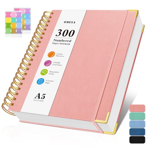 Spiral Notebook, 300 Numbered Pages Notebooks College Ruled with Contens