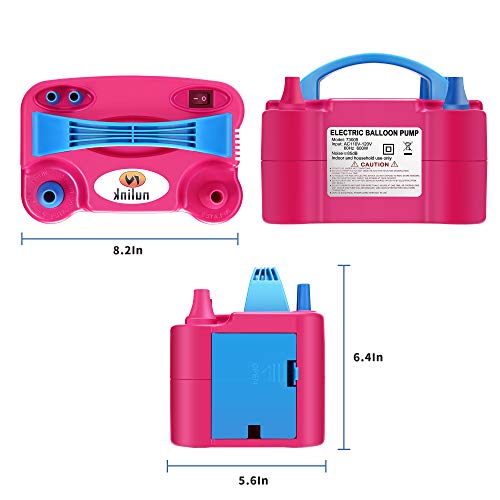 Nulink Electric Portable Dual Nozzle Balloon Blower Pump Inflation For Decoration, Party [110V~120V, 600W, Rose Red] #TOP2