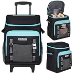 INSMEER Cool Bag with Wheels, 80 Cans/50L Cooler Bag on Wheels, Portable Soft Sided Cooler, 2-in-1 Foldable Insulated Wheeled Bags for Famliy 4 Person, Large Coolbag for Picnic Beach Grocery Shopping