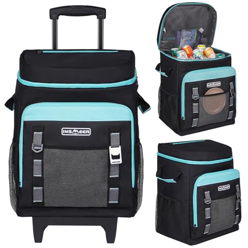 Sac isotherme à roulettes, 50 l/80 cans, grand sac isotherme pliable et étanche, sac isotherme pour la plage, le camping, le pique-nique, le shopping