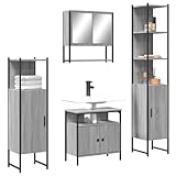 Este práctico juego de muebles de baño, equipado con un amplio espacio de almacenamiento, es un excelente complemento para tu cuarto de baño y añade un aspecto ordenado y sorprendente. Material resistente: la madera de ingeniería es de una calidad excepcional y tiene una superficie lisa.