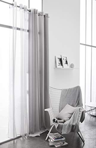 Today Rideau à Oeillets Coton 140/250 Zinc Coton Gris 140 x 250 cm
