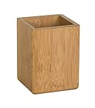 OSCO Bamboo Square Pen Pot, MOSO Bamboo Desk Tidy & Office Organiser, Compact Square Pencil Holder for Workspace, Makeup Brushes & Cosmetics, 10.2x7.7x7.7 cm, Single