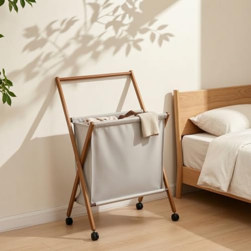 Cesto de ropa con ruedas de gran capacidad y diseño compacto ahorra espacio 4