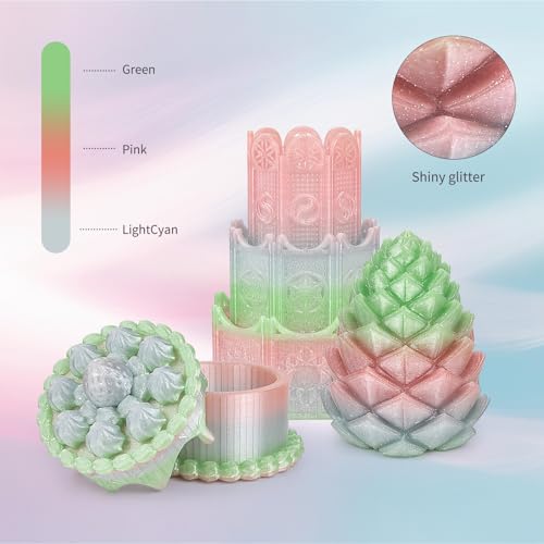 Image of iSANMATE PETG Filament 1.75mm, Transparent Gillter 3D Printer Filament, Vivid Clear Rainbow PETG, Dimensional Accuracy ±0.02mm, 1kg Spool-Strawberry Sweetie