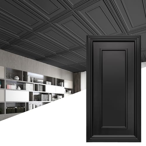 Image of Art3d 12-Pack Drop Ceiling Tiles, 24x28 Inch PVC Panels in Black