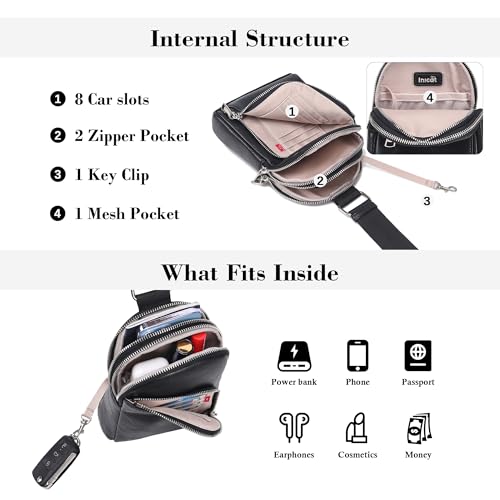 Image of INICAT RFID Blocking Sling Bag, Anti Theft Crossbody Bag for Women, Travel Fanny Pack Style Purse, Vegan Leather(Black)