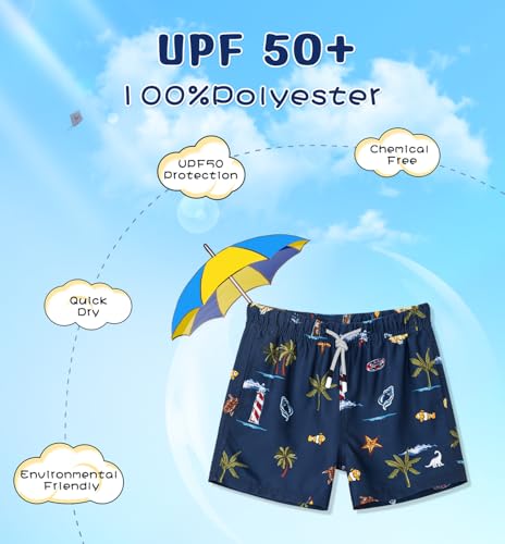 Image of SURF CUZ Surfcuz Little Boys Swim Trunks UPF 50+ Toddler Beach Shorts Swimsuit Kids Quick Dry Swimwear