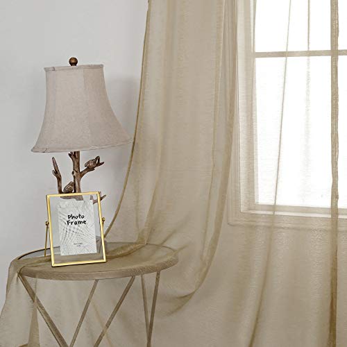 Dualife Antique Taupe Brown Sheer Curtains 84 Inch Length Rod Pocket Light Brown Tan Voile Curtain Panels Window Drapes For Living Room And Bedroom Window Treatments 2 Panels 52 X 84 Inch #TOP5