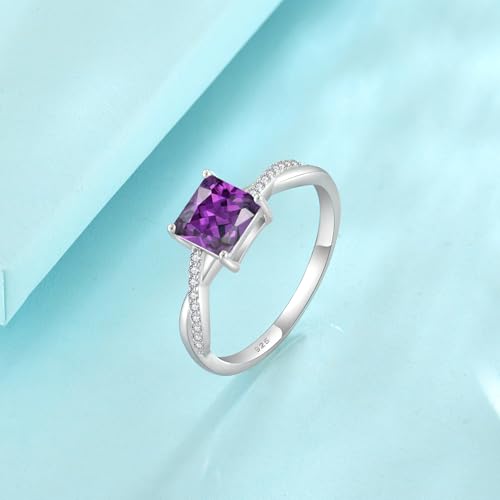 FJ Princess Cut Promise Rings for Her 925 Sterling Silver Engagement Wedding Birthstone Jewelry for Women4