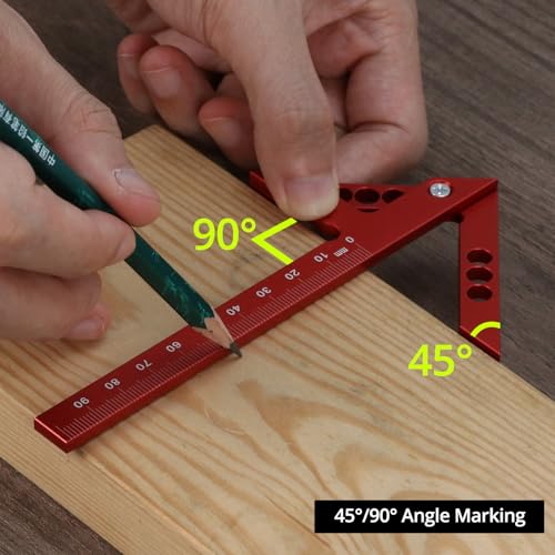 QWORK® Zentrumsfinder Zentrierwinkel 45/90 Grad mit 105-mm-Skala, Präzisionsmessgerät aus Aluminiumlegierung für Exakte Mittellinien und Winkel