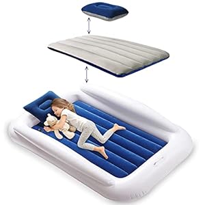 Toddler Travel Bed, Portable Inflatable Toddler Bed | Kids Air Mattress | Kids Travel Bed Blow Up Mattress with Sides, Idea for Road Trip Camping Sleepovers