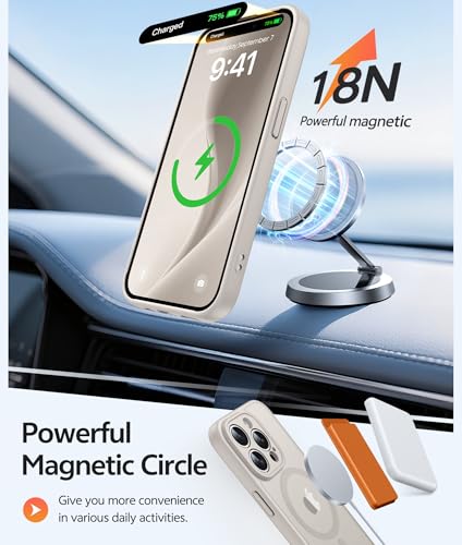 Image of FNTCASE for iPhone 14 Pro Max Case: [Compatible with Magsafe] Translucent Matte Cases with [Full Camera Protection] [Screen Protector] Military Grade Shockproof Protective Phone Cover - Off White