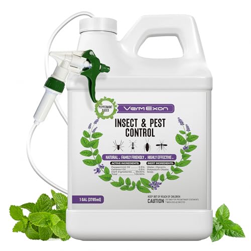 VermExon Peppermint Oil Insect & Pest Control Spray – 128oz Natural Plant-Based Bug Killer for Spiders, Ants, Flies, and Other Insects, Safe for Home & Kitchen Use