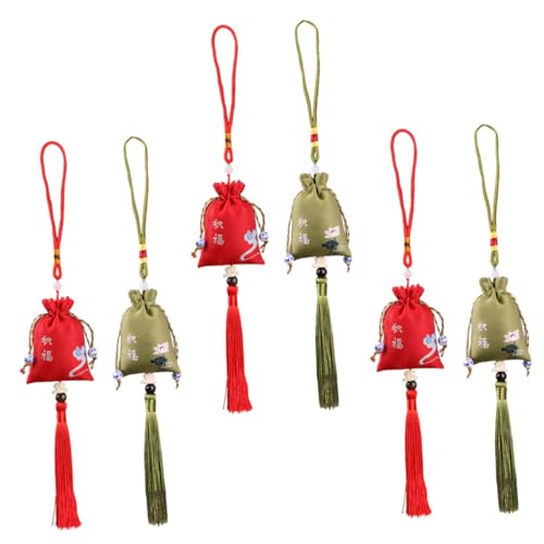 GOOHOCHY 6pcs Embroidered Tassel Sachet Pouch for Car Hanging Decoration Random Colors Purifying Home Decor Lightweight and Material