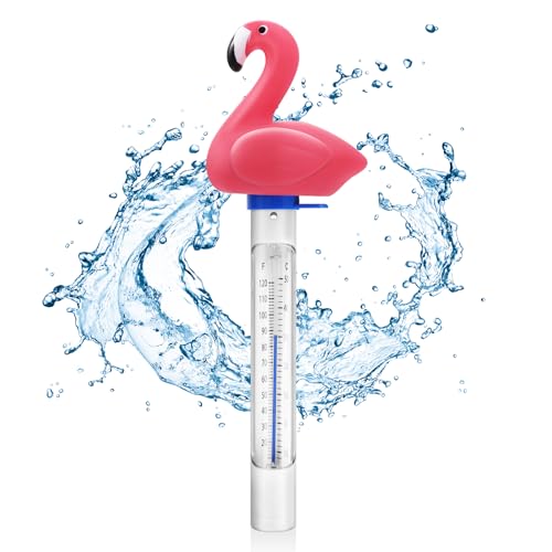 Image of Pool Thermometer Floating, Water Temperature Thermometer with String, Large Size Easy Read & Shatter Resistant Pool Accessories for Ice Bath & Hot Tub, Outdoor & Indoor Swimming Pool, Spas (Flamingo)