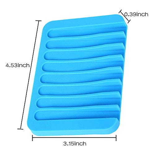 Preisvergleich Produktbild QWEASD 1Pc Badezimmerzubehör Silikon Flexible Seifenschale Aufbewahrung Seifenhalter Platte Tablett Abfluss Kreative Badwerkzeuge Blau