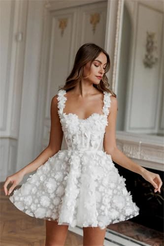 Spaghetti Straps Short Wedding Dresses Sweetheart Neckline Flower Lace Embroidery Mini Homecoming Dress Cocktail Gown - Image 5