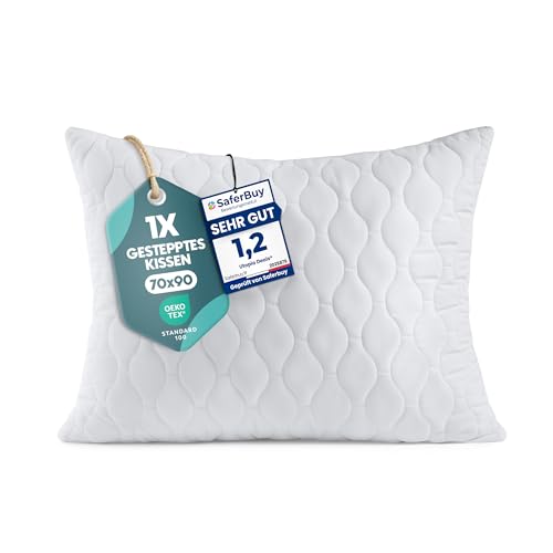 Utopia Bedding Kopfkissen 70x90 cm (1er Set) Gestepptes Kissen für Bett und als Dekokissen Kissenfüllung SofaKissen Zierkissen für Couch (Weiß)
