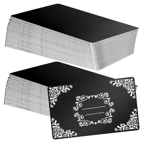 Hscjymnd 100 Pièces Vierges de Gravure en Métal en Aluminium Noir Mat pour Cartes de Visite,...