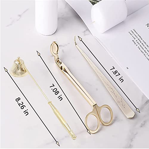 QeeHeng 3PCS Stainless Steel Candle Cover Tools,Candle Snuffer,Wick Trimmer and Wick Dipper,Candle Care Tools Set (Gold) - Image 2