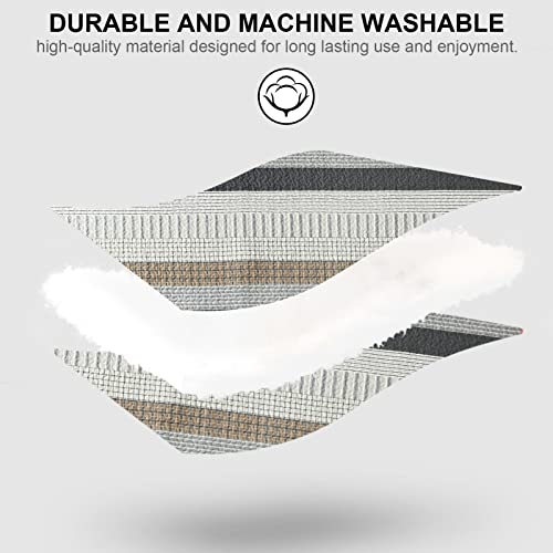 Pangushan 100% Cotton Quilt Set Queen Size, Patchwork Queen Quilt Bedding Set Bedspreads, Farmhouse Lightweight Comforter Reversible Quilt, White/Brown/Grey Bed Spread For All Season, 3 Pieces #TOP5