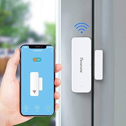 PANAMALAR Door Window Sensor Wifi Door Alarm System, Detects Opened and Closed Front Back Garage Door, Sends Alerts, Compatible with Alexa Google Home, Smart Auto Switch on Lights Accessory Cover