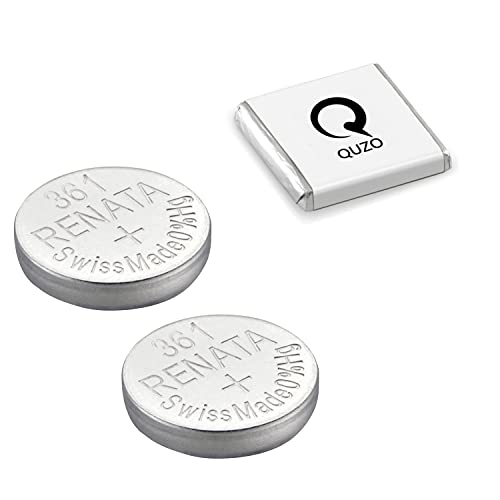 Bundle of 2 x Renata 361 Watch Battery 1.55v SR721W + Quzo Belgian Chocolate - Official Renata Watch Batteries
