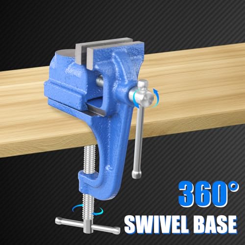Image of Mini Table Clamp, 2 inch blue, Small Bench Vise, Upgraded cast steel manufacturing Jewelers Hobby Clamps Craft Repair Tool Portable Work Bench Vise (Mini)
