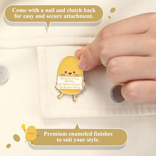 Image of Ecation 12 Pcs Positive Potato Tiny Enamel Pins Cute Motivational Lapel Pins with Positive Quotes, Funny Gifts for Women, Friends, Backpacks & Jackets