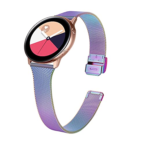 Image of Kapa Band Compatible with Galaxy Watch3 (45mm) / Watch 46mm (2018) / Samsung Gear S3 Frontier /Classic (2017) & Other 22mm Width Watch, Stainless Steel Mesh Bracelet Wrist Strap Loop (Rainbow)