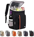 Bagtopia Camping Cooler Backpack 25 Cans, Leak Proof Soft Insulated Compartments Thermal Bag, Portable Lightweight Beach Travel Trip Picnic Lunch Backpack for Men and Women, Stripes-Black