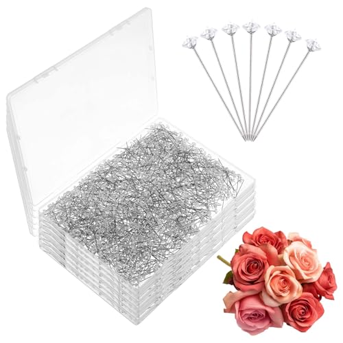 1000 Pcs Diamond Pins Flower Pins for Bouquet Crystal Corsage Wedding Bouquet Diamonds Jewelry Rhinestones Floral Boutonnier Jewelry Accessories DIY Craft Decor (1.5 Inch) ï»¿