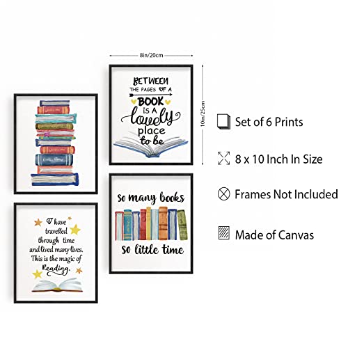 INFUNLY Reading Wall Art Prints Motivational Set of 6 Inspirational 8 x 1 Unframed for the Office Poster Readers Book Lovers Bookworm Library and Study Home - Image 3
