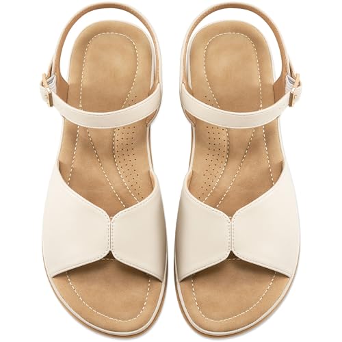 Ablanczoom Dressy Flat Womens Sandals: Comfortable Ankle Strap Summer Beach Non Slip Walking Shoes for Causal Vacation Travel Work