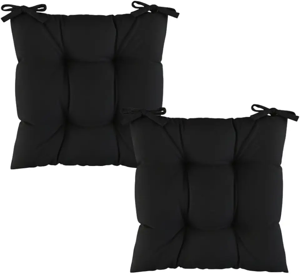 Kit 2 Almofadas Decorativa Futon Assento De Cadeira Sofá Pallet Banco Diversas Cores 40x40cm Macio(Preto)