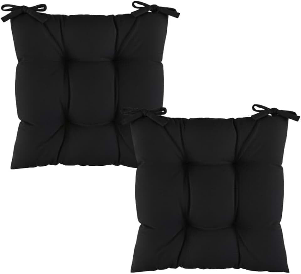 Kit 2 Almofadas Decorativa Futon Assento De Cadeira Sofá Pallet Banco Diversas Cores 40x40cm Macio(Preto)