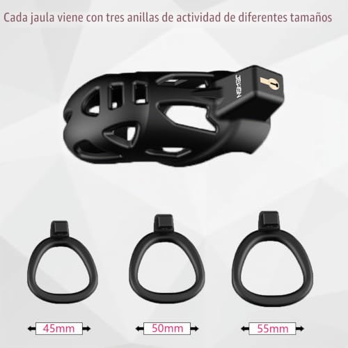 Miniatura 2 de Selgurfos 3d Ventilation Chastity Cage Lock Set With Three Wider Rings And Belt Small Lightweight Cock Cage With Urinal Men Penis Sm Bondage Sex Toys Device For Adult Xs