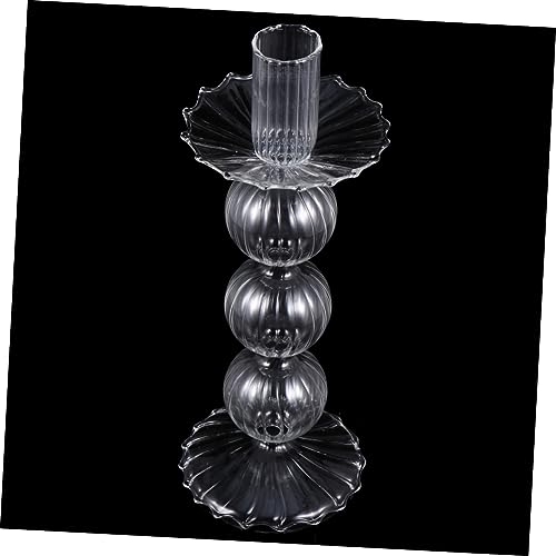 Cabilock Creative Stripe Candle Holder Abstract Candle Holder Retro Decor Tapered Candles Desk Topper Bubble Candlestick Holder Taper Candles Bubble Decorations Candle Tray Glass Conical