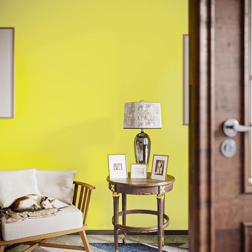 Image of Lemon Yellow Solid Matt Peel and Stick Wallpaper Contact Paper Wallpaper Modern Self Adhesive Wallpaper Decorative Removable 2 x 25 Feet