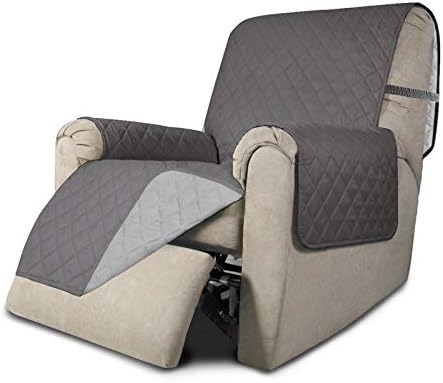 Easy-Going Recliner Chair Covers Reversible Recliner Slipcovers Water Resistant Sofa Cover Couch Cover Furniture Protector with Elastic Straps for Dog Pet (Recliner, Gray/Light Gray)