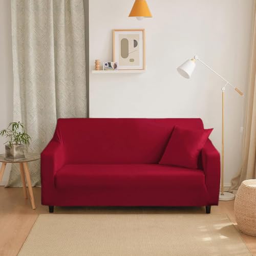 Stretch Sofa Slipcover,Polyester,Non-Skid Foam & Elastic Bottom,Universal Pet Protector,T-2 Seater (3Seater（185-230cm）)