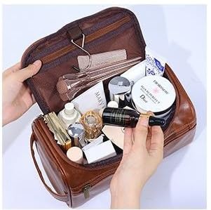 Bolsa de Higiene Pessoal Necessárie Viagem Vintage em Couro Masculina Feminina (marrom 2)