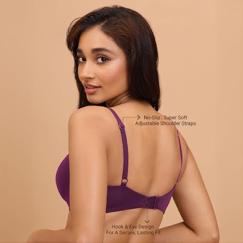 Image of NYKD (NYB013 Ultra Soft Modal Fabric Lightly Padded & Non Wired Tshirt Bra for Women | Seamless Neckline with Comfortable, Soft & Non Slip Shoulder Strap